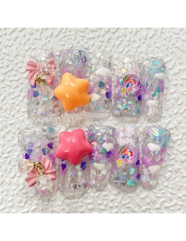 Cute sequined duck bill nails