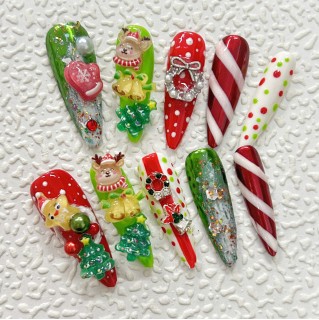 Cute colorful ornaments Christmas nail