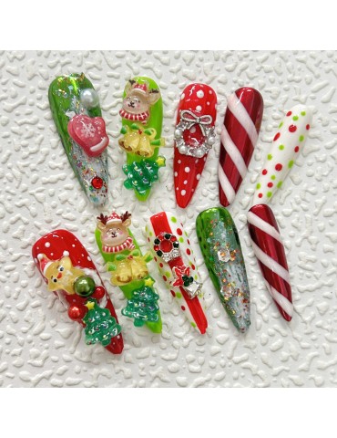 Cute colorful ornaments Christmas nail