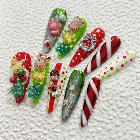 Cute colorful ornaments Christmas nail