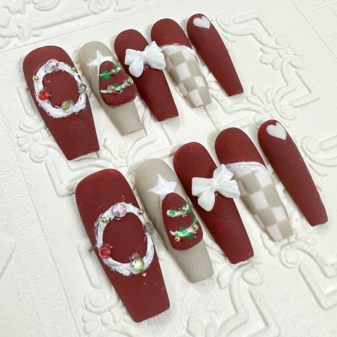 Three-dimensional Christmas tree long nail