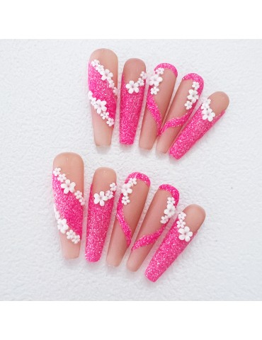Elegant pink ribbon with flowers