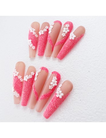 Elegant pink ribbon with flowers
