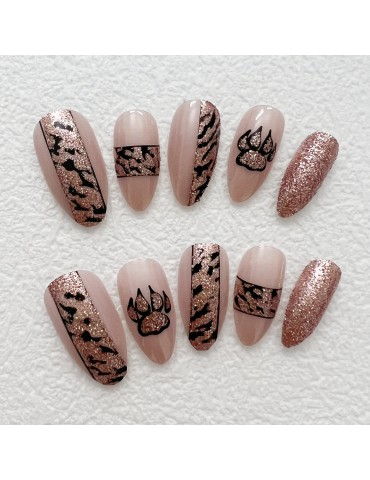 Almond champagne leopard print