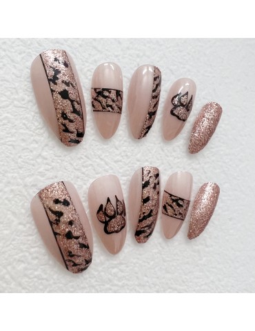 Almond champagne leopard print